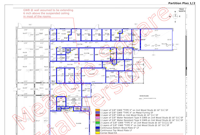 do professional paint drywall takeoff from blueprints or drawings